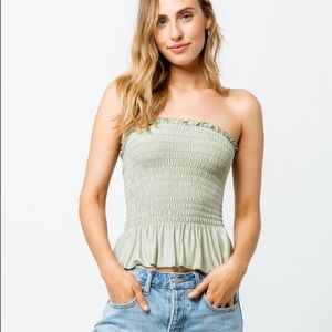 IVY & MAIN Smocked Peplum Sage Women’s Tube Top